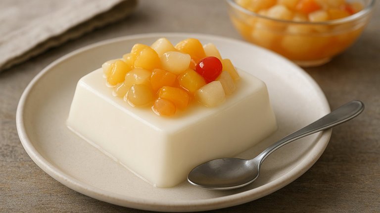 Almond Jelly With Fruit Cocktail