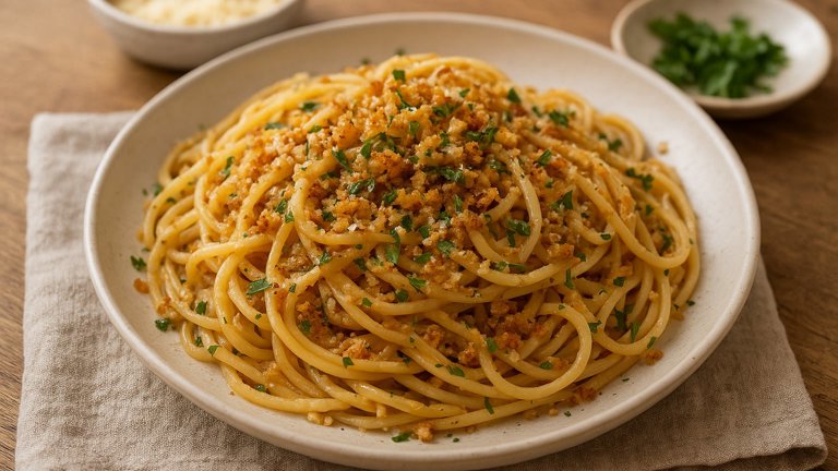 Anchovy Brown Butter Linguine With Parmesan Breadcrumbs