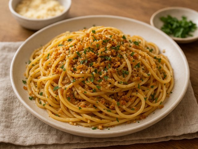 Anchovy Brown Butter Linguine With Parmesan Breadcrumbs