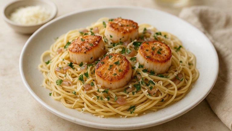 Angel Hair Pasta With Scallops And Shallots