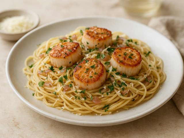 Angel Hair Pasta With Scallops And Shallots