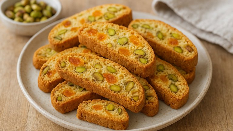 Apricot & Pistachio Cornmeal Biscotti