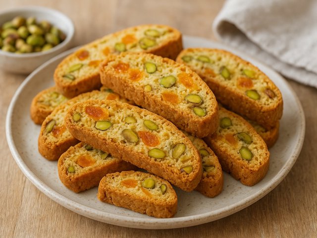 Apricot & Pistachio Cornmeal Biscotti