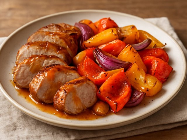 Apricot Grilled Pork Tenderloin & Peppers