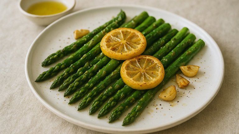 Asparagus WITH Fried Lemon AND Garlic