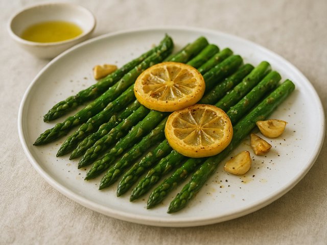 Asparagus WITH Fried Lemon AND Garlic