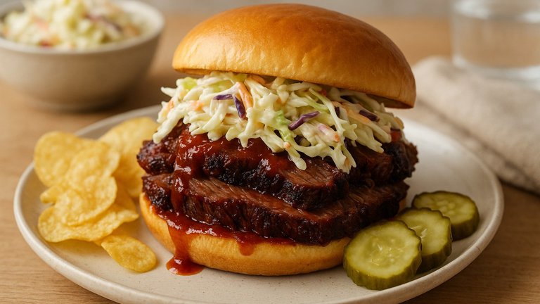 Barbecue Brisket Sandwiches with Quick Coleslaw