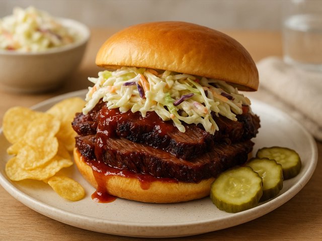 Barbecue Brisket Sandwiches with Quick Coleslaw
