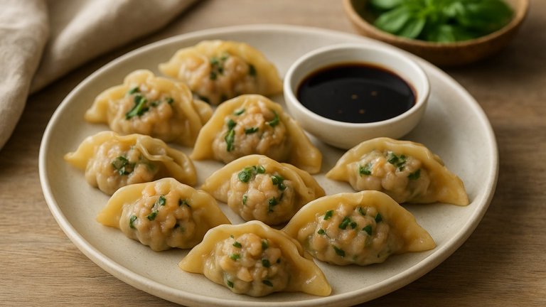 Basil, Chicken, And Shrimp Dumplings