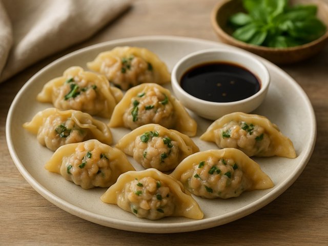 Basil, Chicken, And Shrimp Dumplings
