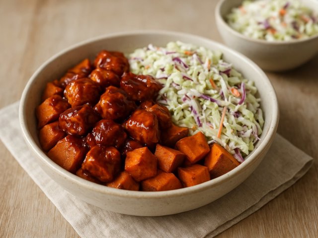 BBQ Chicken Sweet Potato Bowls Coleslaw