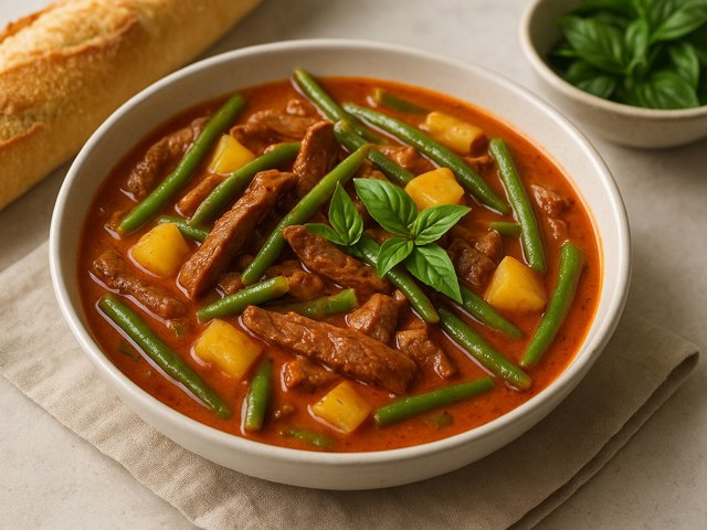 Beef, Green Bean, AND Pineapple RED Curry