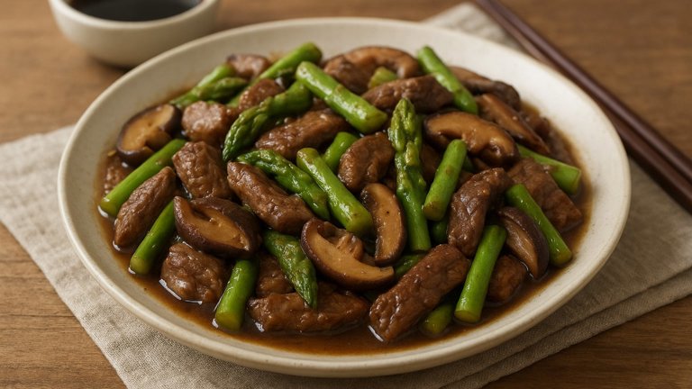 Beef With Asparagus And Shiitake Mushrooms