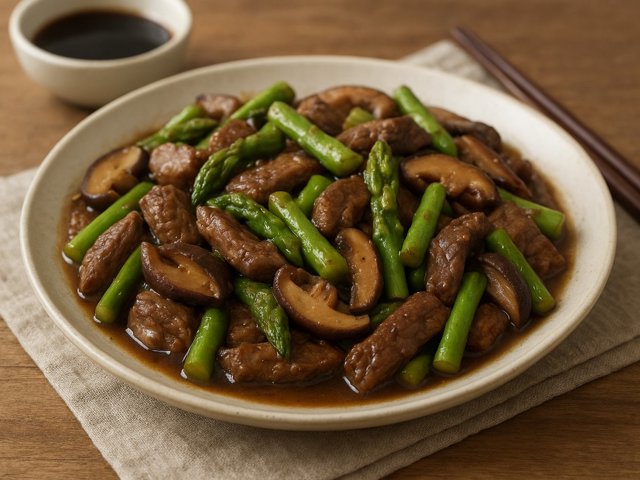 Beef With Asparagus And Shiitake Mushrooms