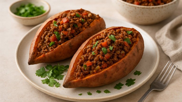 Beefy Stuffed Sweet Potato