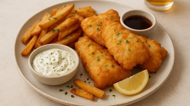 Beer-Battered FISH WITH EASY Garlic Aioli