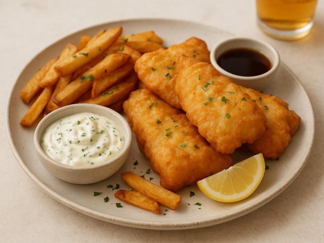 Beer-Battered Fish With Easy Garlic Aioli
