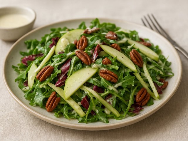 Bitter Greens With Apples And Pecans