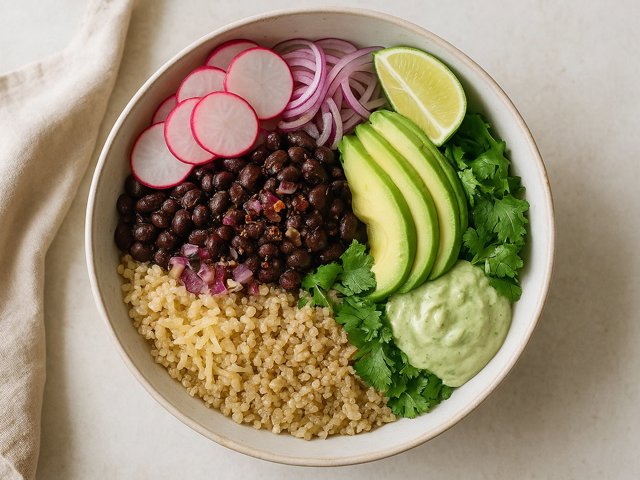Black Bean & Parsnip Taco Bowl With Avocado-Herb Dressing