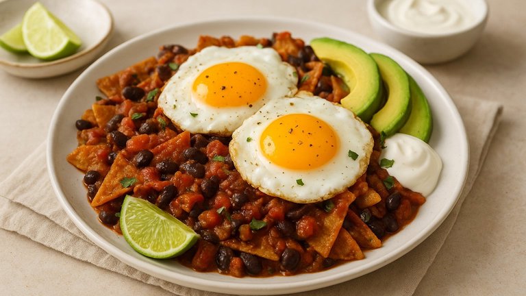 Black BEAN Chilaquiles: With Eggs