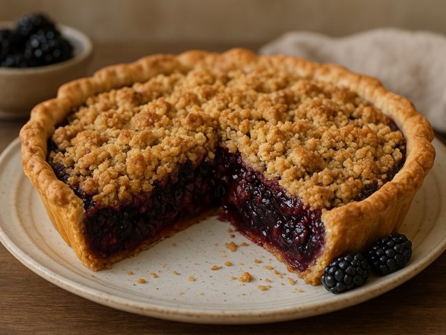 Blackberry AND CHO CHO PIE WITH Crumble Topping
