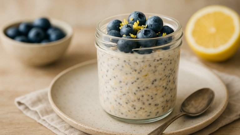 Blueberry Lemon Protein Overnight Oats