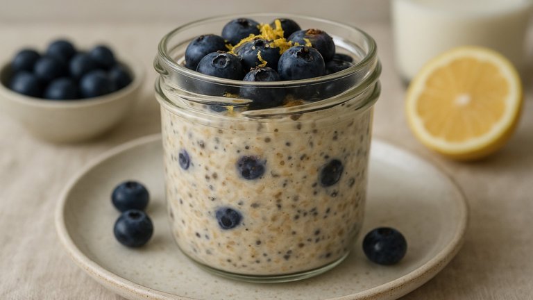 Blueberry Lemon Protein Overnight Oats