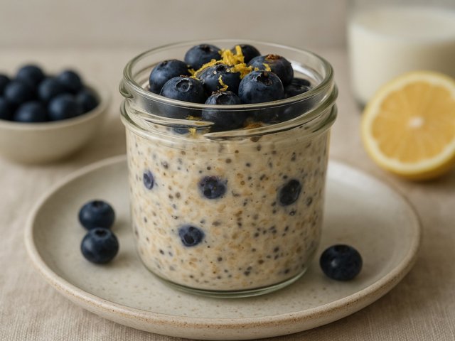 Blueberry Lemon Protein Overnight Oats