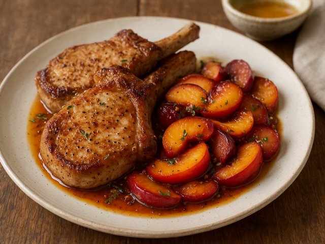 Bone-In Pork Chops With Spiced Stone Fruit