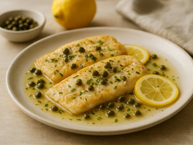 Braised Fish Fillets With Lemon And Capers