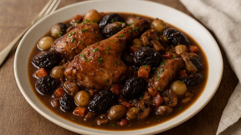 Braised Marinated Rabbit With Prunes