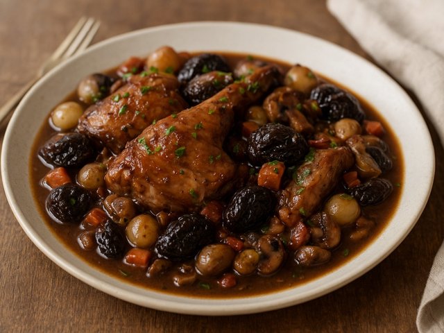 Braised Marinated Rabbit With Prunes