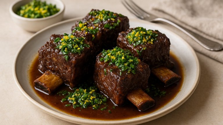 Braised Short RIBS WITH Citrus Gremolata
