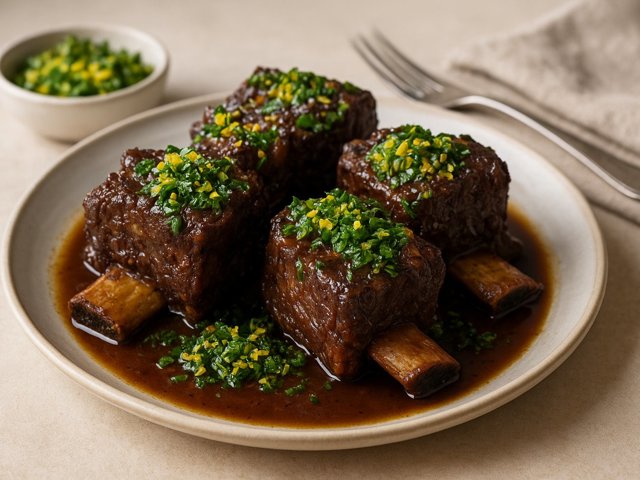 Braised Short RIBS WITH Citrus Gremolata