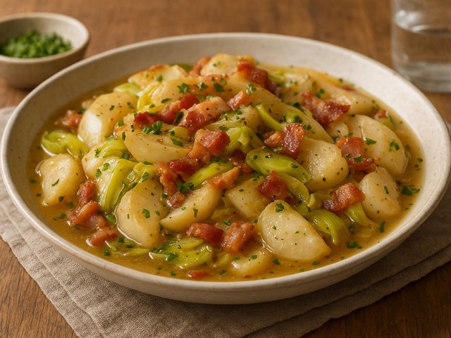 Braised Turnips With Leeks And Bacon