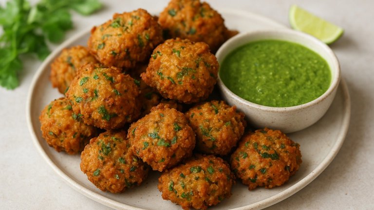 Breadcrumb Pakoras With Indian Green Chutney