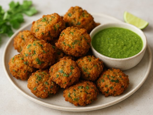 Breadcrumb Pakoras With Indian Green Chutney