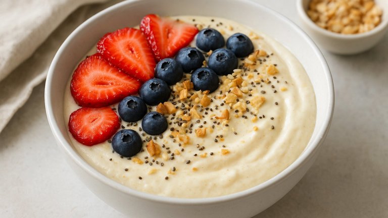 🌅 Breakfast &Mdash; 290 Kcal Vanilla Berry Cheesecake Protein Cloud Category: Breakfast Servings: 1 Calories: ~290 Kcal Prep Time: 5 Minutes Cook Time: 0 Minutes Difficulty: Easy Description: A Thick Cheesecake-Style Protein Bowl With Vanilla, Berries And A Crunchy Almond Finish. Sweet Enough To Feel Like Dessert While Delivering A Strong Protein Hit For Very Few Calories.