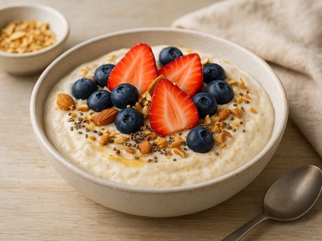 🌅 Breakfast &Mdash; 290 Kcal Vanilla Berry Cheesecake Protein Cloud Category: Breakfast Servings: 1 Calories: ~290 Kcal Prep Time: 5 Minutes Cook Time: 0 Minutes Difficulty: Easy Description: A Thick Cheesecake-Style Protein Bowl With Vanilla, Berries And A Crunchy Almond Finish. Sweet Enough To Feel Like Dessert While Delivering A Strong Protein Hit For Very Few Calories.