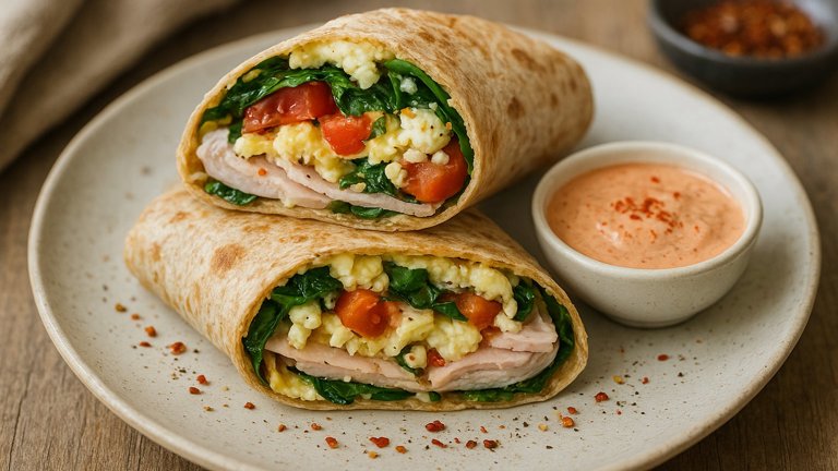 Breakfast &Mdash; Turkey, Spinach &Amp; Feta Breakfast Wrap