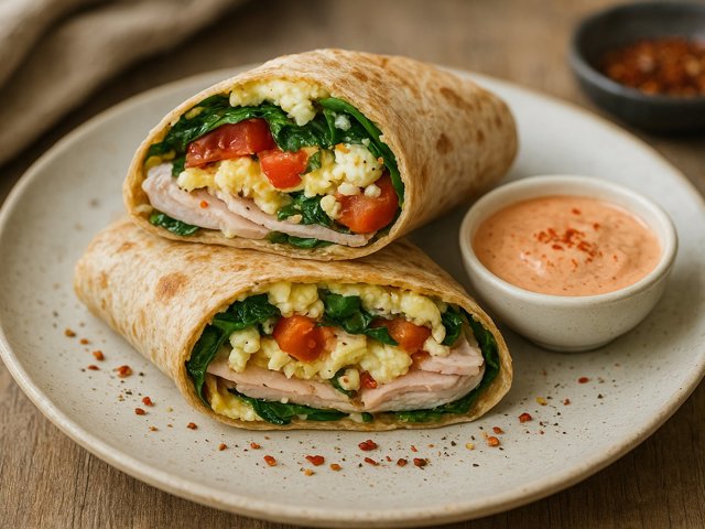 Breakfast &Mdash; Turkey, Spinach &Amp; Feta Breakfast Wrap