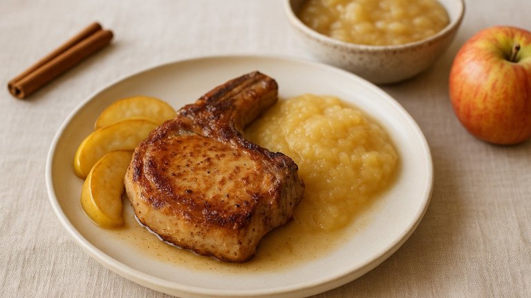 Brined PORK Chops WITH Applesauce