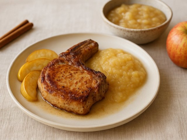 Brined PORK Chops WITH Applesauce