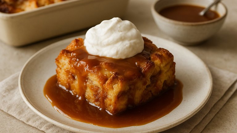 Brioche Bread Pudding WITH Bourbon-Butterscotch Sauce