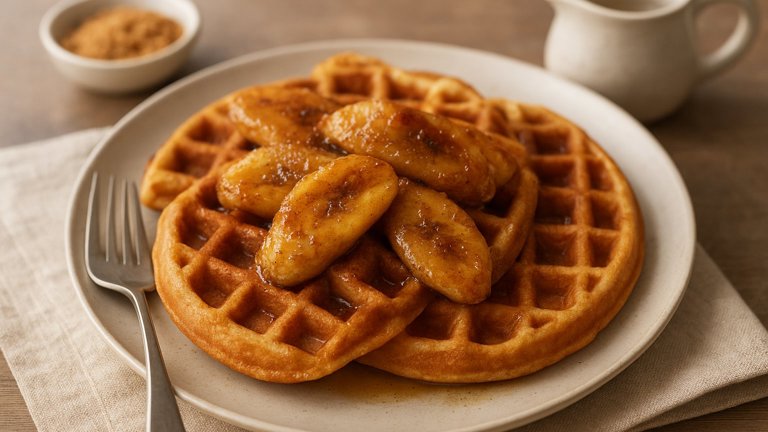 Brown-Butter Waffles WITH Brown-Sugar Bananas