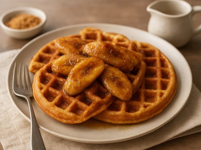 Brown-Butter Waffles With Brown-Sugar Bananas