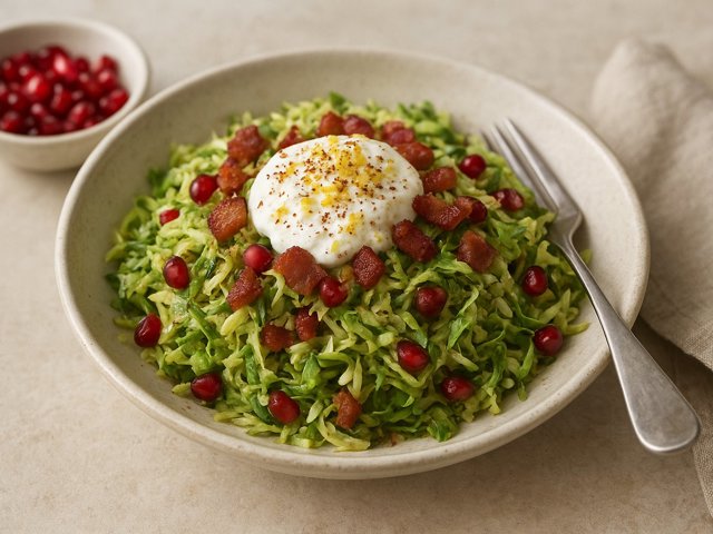 Brussels Sprout Slaw With Spiced Yogurt