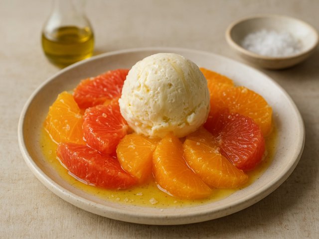 CALIFORNIA CITRUS WITH VANILLA ICE CREAM AND SEA SALT