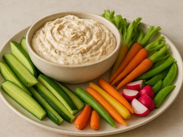 Caramelized Onion DIP WITH Garden Vegetables