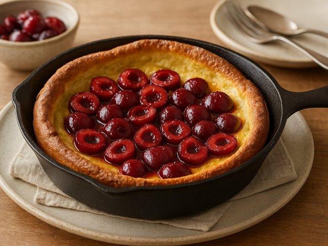 Cast-Iron Dutch Baby Pancake With Cherries